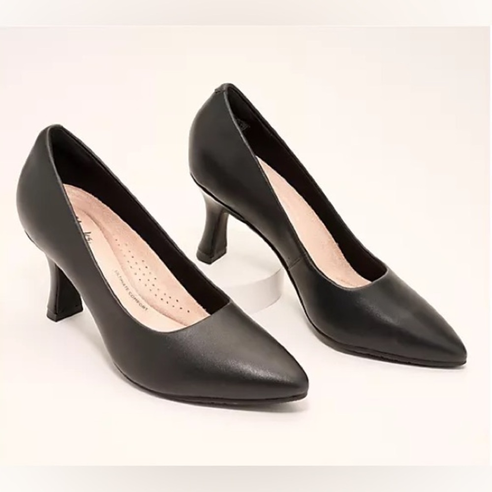 Clarks Womens Katleyna Gem Pointed Toe Flared Heel Pumps formal casual comfy